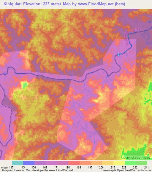 Kiniquiari,Colombia Elevation Map