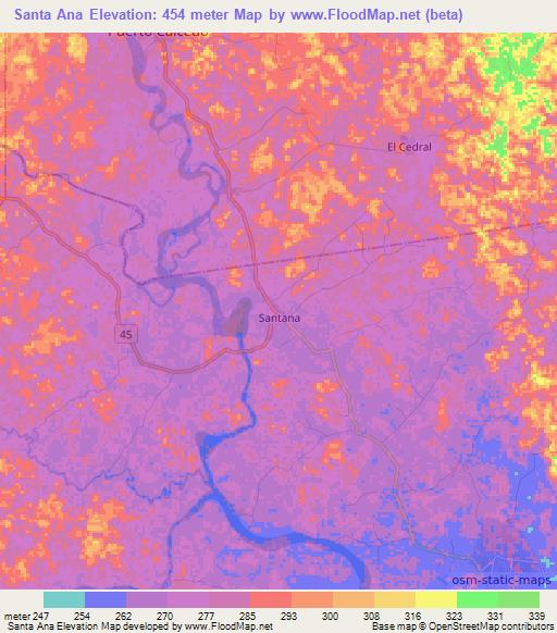 Santa Ana,Colombia Elevation Map