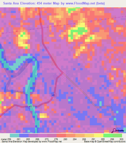 Santa Ana,Colombia Elevation Map