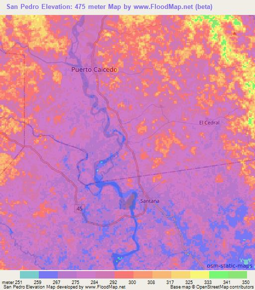 San Pedro,Colombia Elevation Map