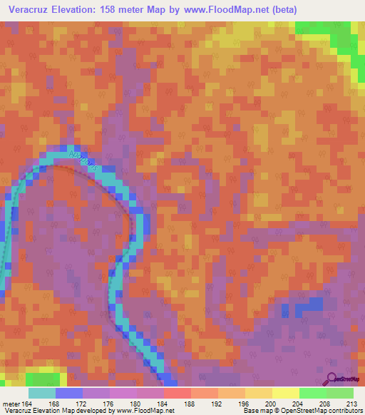 Veracruz,Colombia Elevation Map