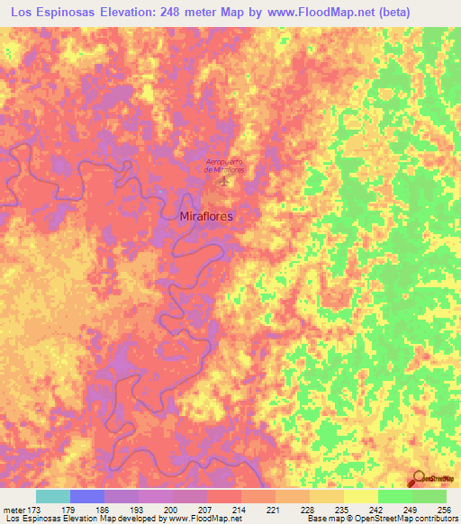 Los Espinosas,Colombia Elevation Map