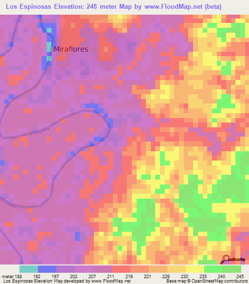 Los Espinosas,Colombia Elevation Map