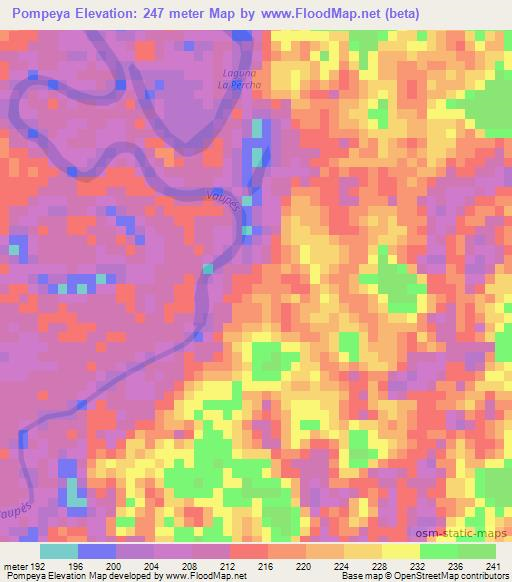 Pompeya,Colombia Elevation Map