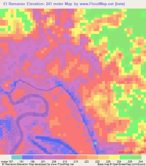 El Remanso,Colombia Elevation Map