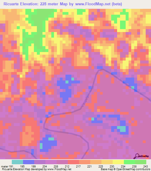 Ricuarte,Colombia Elevation Map