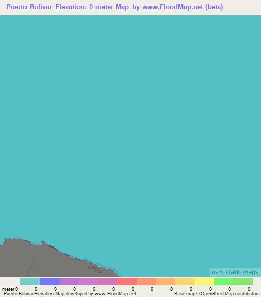 Puerto Bolivar,Colombia Elevation Map