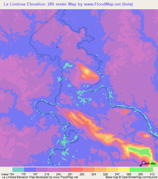 La Lindosa,Colombia Elevation Map