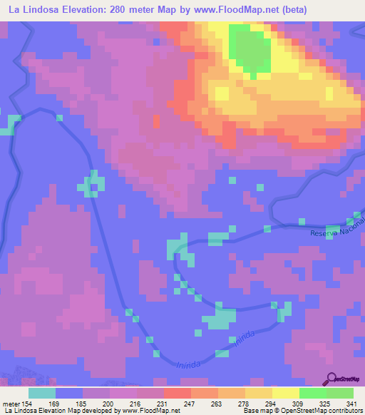 La Lindosa,Colombia Elevation Map