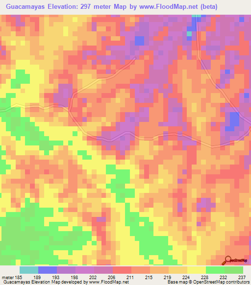 Guacamayas,Colombia Elevation Map