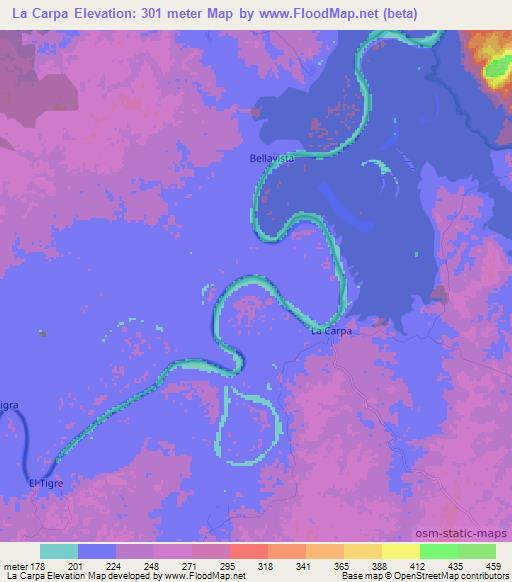 La Carpa,Colombia Elevation Map