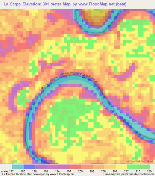 La Carpa,Colombia Elevation Map