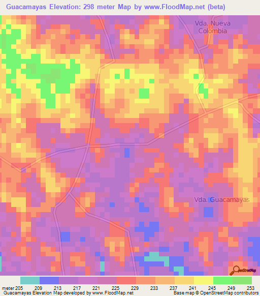 Guacamayas,Colombia Elevation Map