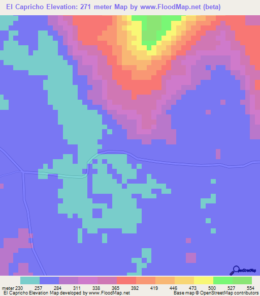 El Capricho,Colombia Elevation Map