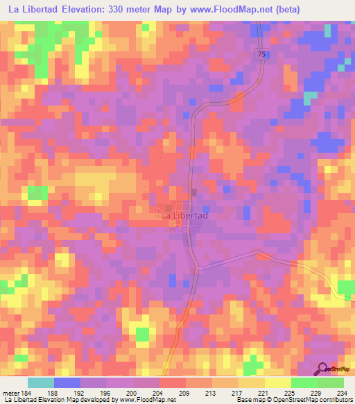 La Libertad,Colombia Elevation Map