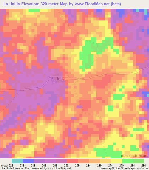 La Unilla,Colombia Elevation Map