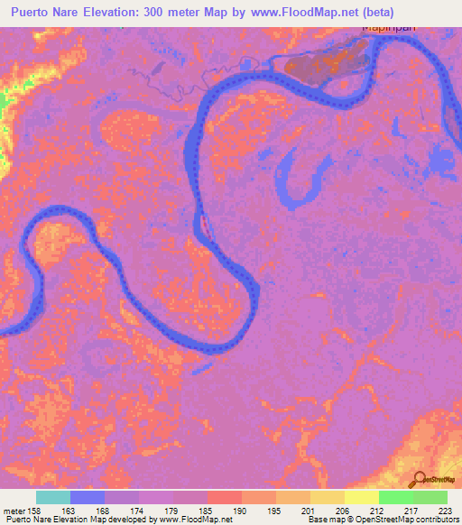 Puerto Nare,Colombia Elevation Map