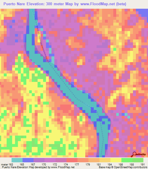 Puerto Nare,Colombia Elevation Map