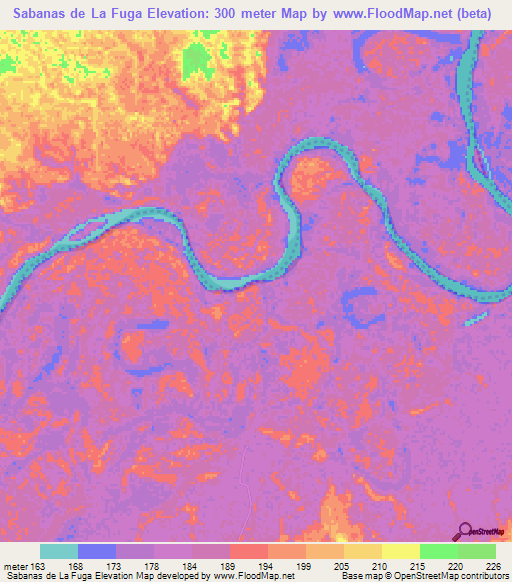 Sabanas de La Fuga,Colombia Elevation Map