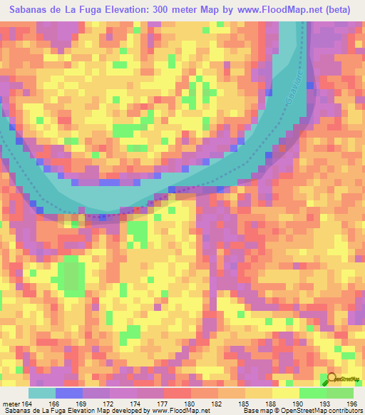 Sabanas de La Fuga,Colombia Elevation Map