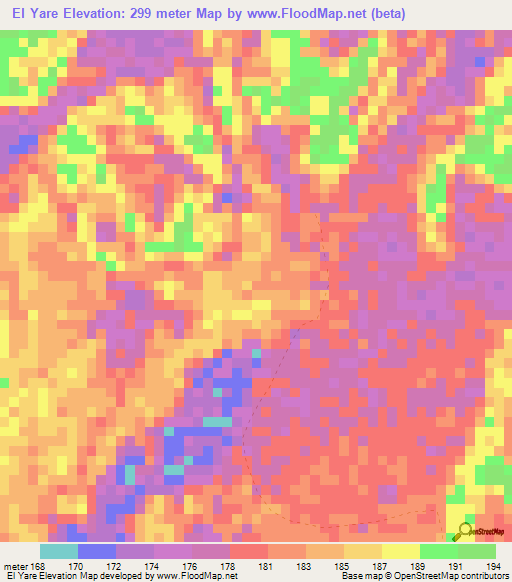 El Yare,Colombia Elevation Map