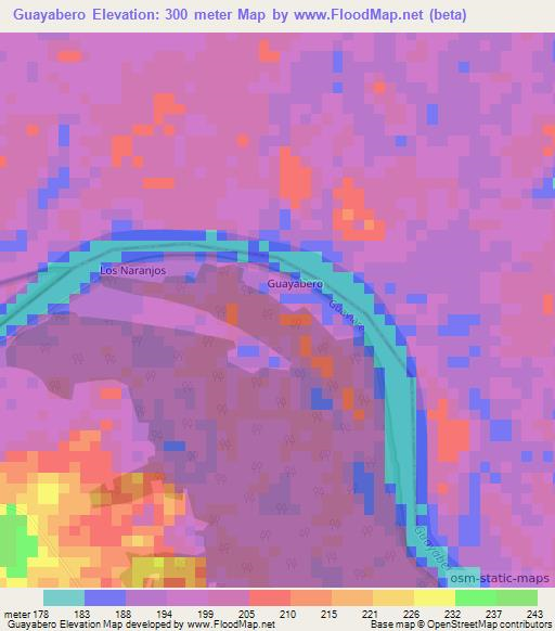 Guayabero,Colombia Elevation Map