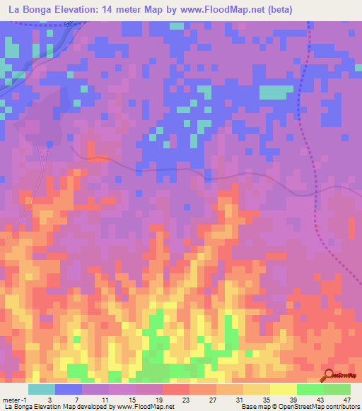 La Bonga,Colombia Elevation Map