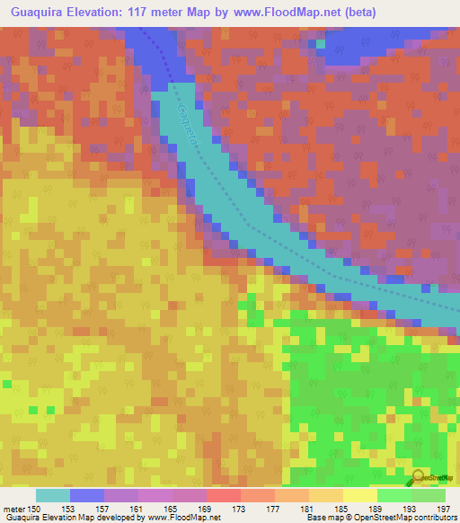 Guaquira,Colombia Elevation Map