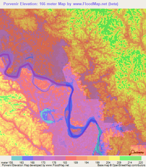 Porvenir,Colombia Elevation Map