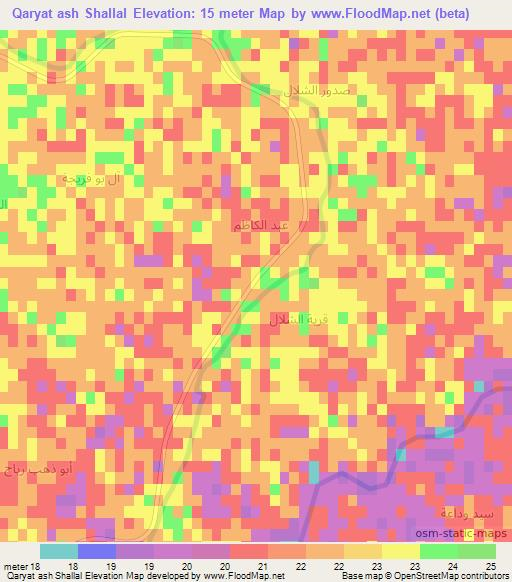 Qaryat ash Shallal,Iraq Elevation Map