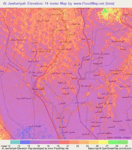 Al Jawhariyah,Iraq Elevation Map