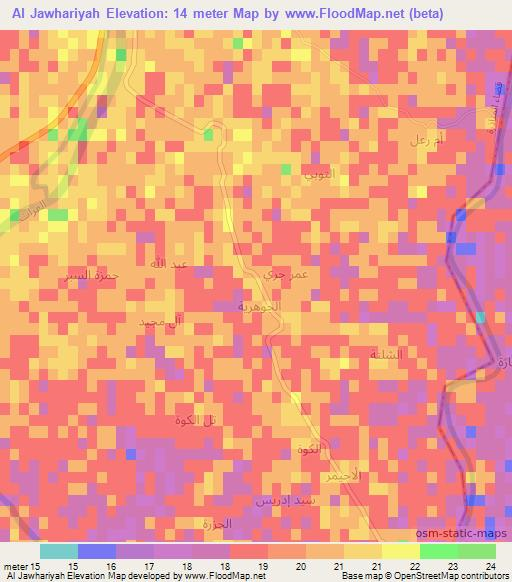 Al Jawhariyah,Iraq Elevation Map