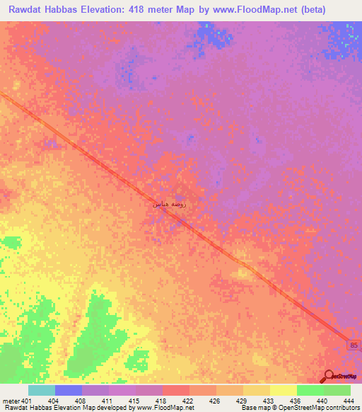 Rawdat Habbas,Saudi Arabia Elevation Map