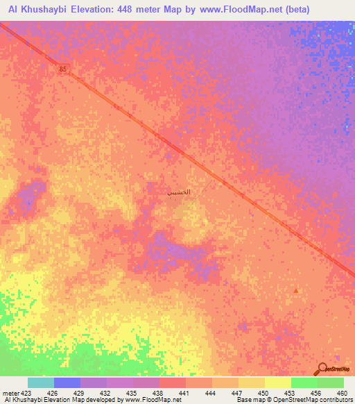 Al Khushaybi,Saudi Arabia Elevation Map