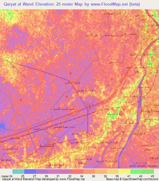 Qaryat al Wand,Iraq Elevation Map