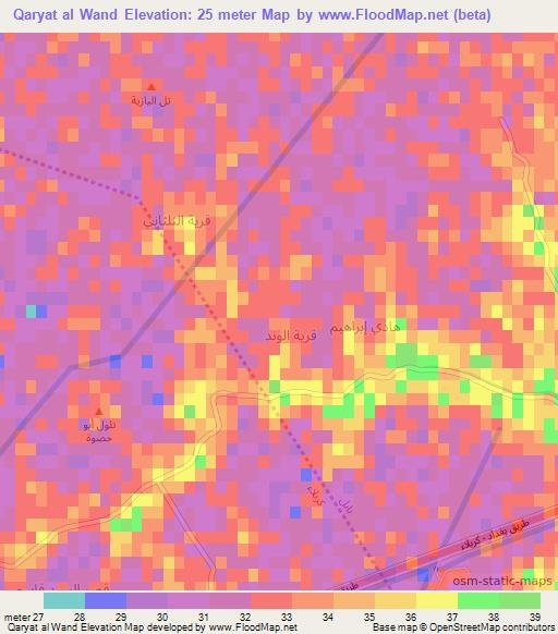 Qaryat al Wand,Iraq Elevation Map