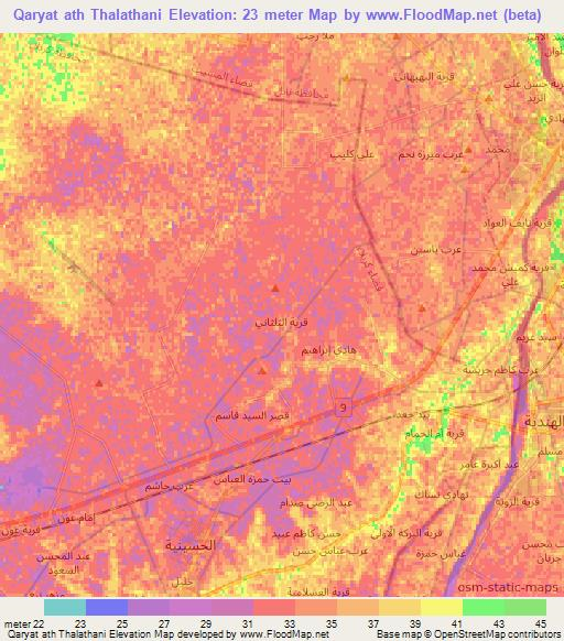 Qaryat ath Thalathani,Iraq Elevation Map