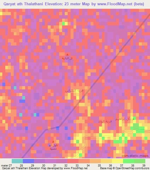 Qaryat ath Thalathani,Iraq Elevation Map