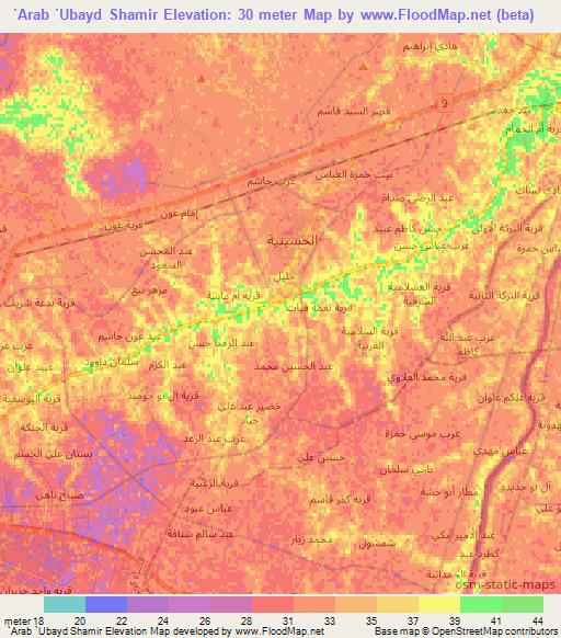 `Arab `Ubayd Shamir,Iraq Elevation Map