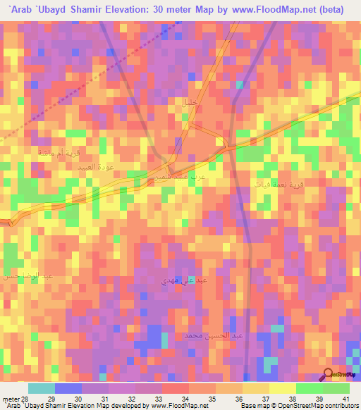 `Arab `Ubayd Shamir,Iraq Elevation Map