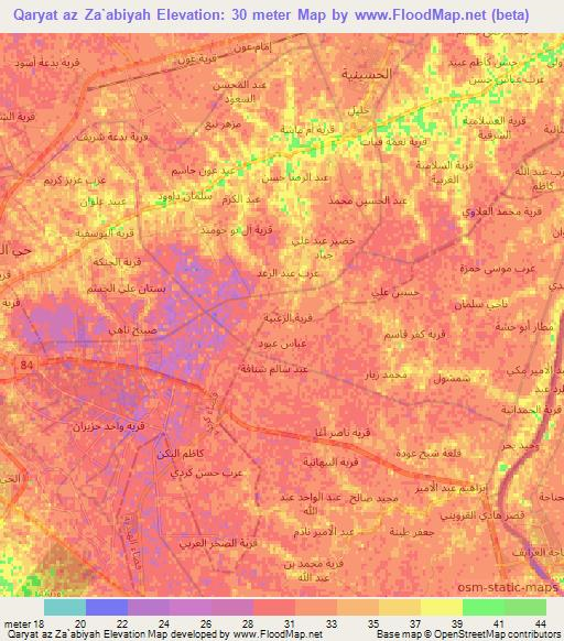 Qaryat az Za`abiyah,Iraq Elevation Map