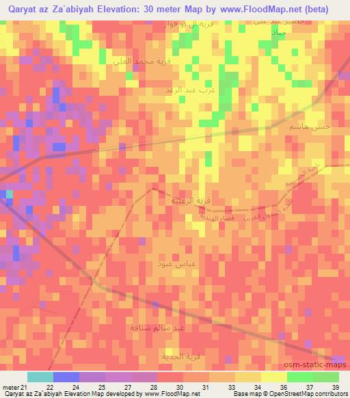 Qaryat az Za`abiyah,Iraq Elevation Map