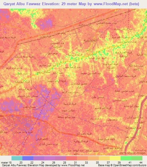 Qaryat Albu Fawwaz,Iraq Elevation Map