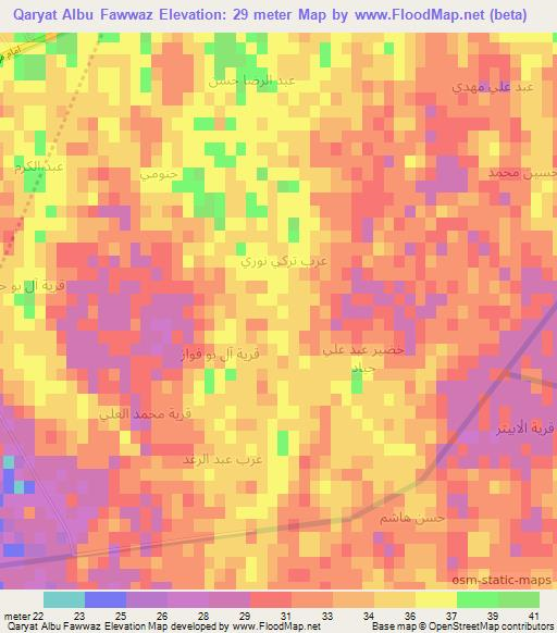 Qaryat Albu Fawwaz,Iraq Elevation Map