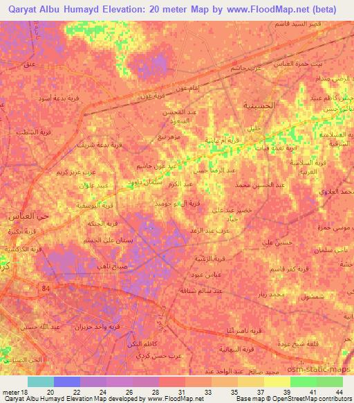 Qaryat Albu Humayd,Iraq Elevation Map