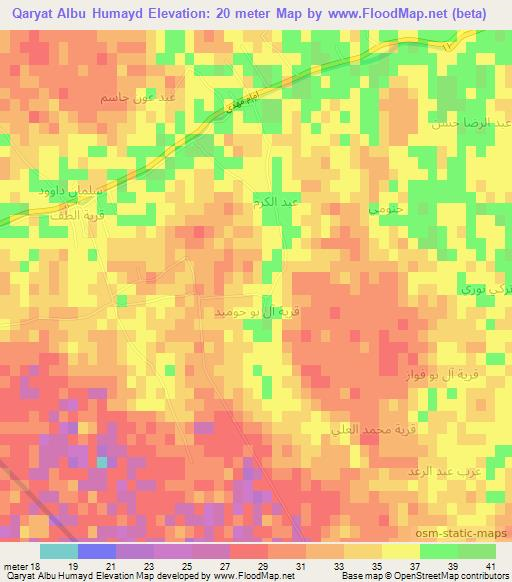 Qaryat Albu Humayd,Iraq Elevation Map