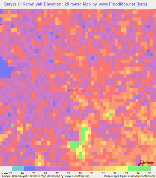 Qaryat al Kamaliyah,Iraq Elevation Map