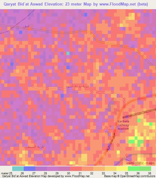 Qaryat Bid`at Aswad,Iraq Elevation Map
