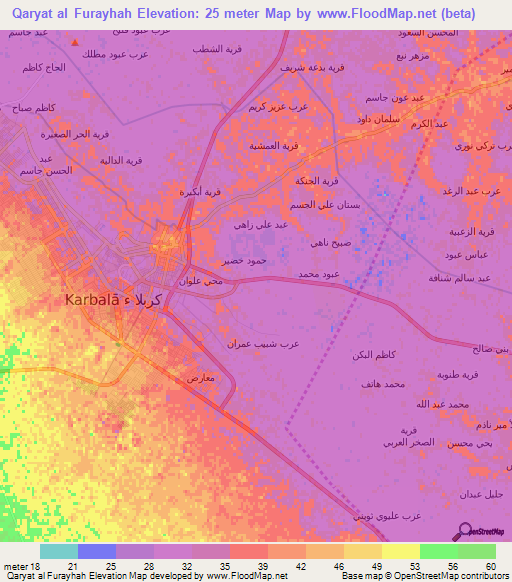 Qaryat al Furayhah,Iraq Elevation Map