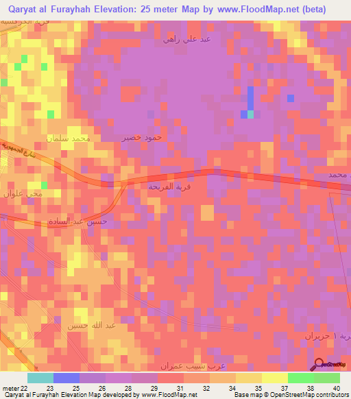 Qaryat al Furayhah,Iraq Elevation Map